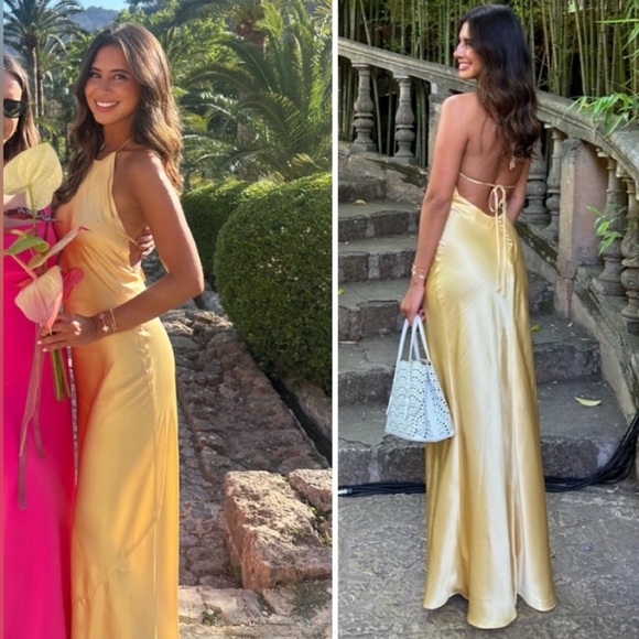 Reformation NWT Small Jeany Backless Silk Formal Long Maxi Dress Sunshine - Picture 11 of 12